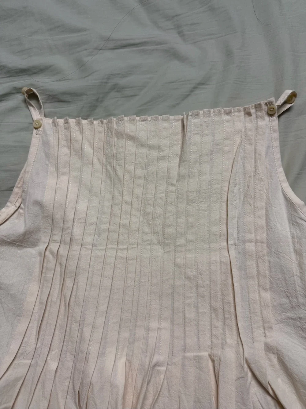 Women’s Cream Pintuck Cotton Tank Top